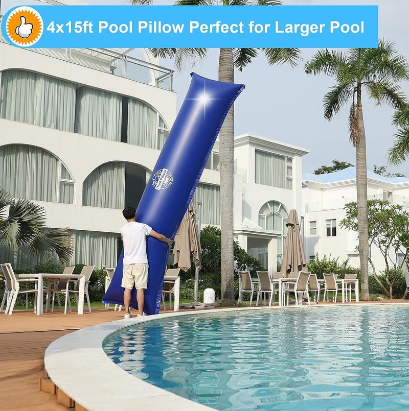 Hidbot Pool Pillows for Above Ground Pools 4x15ft, 0.4mm Ultra Thick Pool Air Pillows for Closing Winter,Cold-Resistant Pool Winterizing Pillow for Above Ground Winter Pool Cover (2x16.5ft Rope Included) - Image 2